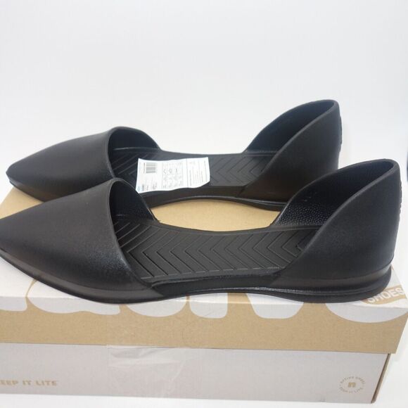 NEW Native Audrey Black Rubber Flats Slip On Dress Shoes Women's Size 5 - Picture 1 of 9